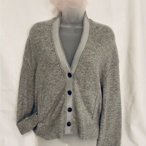 100% Cashmere Gray Women's Sweater Cardigan